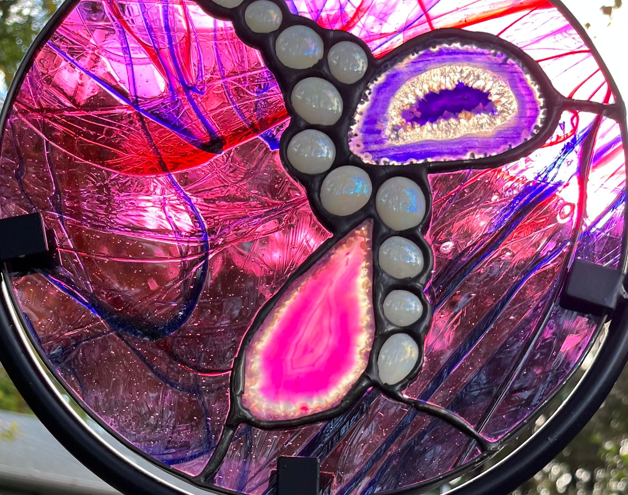 Agate Slices in Contemporary Stained Glass/rare Lambert Glass