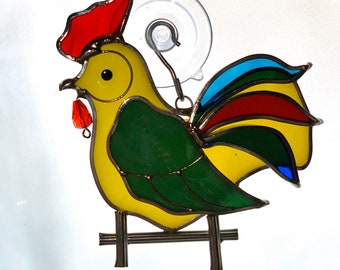 Rooster Suncatcher/ Stained Glass Rooster/ Rooster Window Hanging