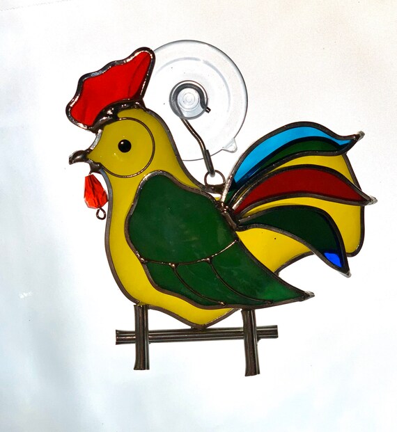 Rooster Suncatcher/ Stained Glass Rooster/ Rooster Window Etsy
