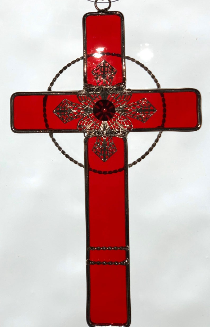 5 X 9 3D Easter Cross/ Stained Glass Cross Suncatcher/ Cross Etsy