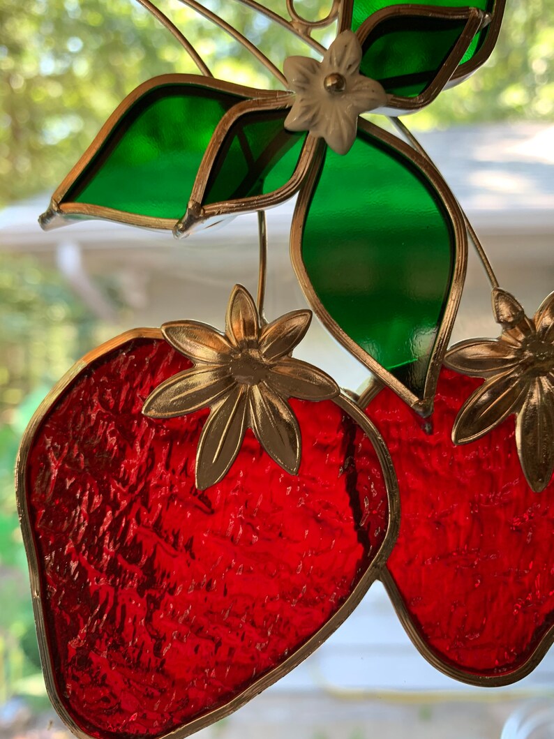 Stained Glass Strawberries/ 5w X 6l Strawberry Suncatcher/ Etsy