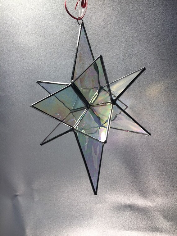 Star of Bethlehem/ 6 1/2” X 9” Closed Center Stained Glass Star