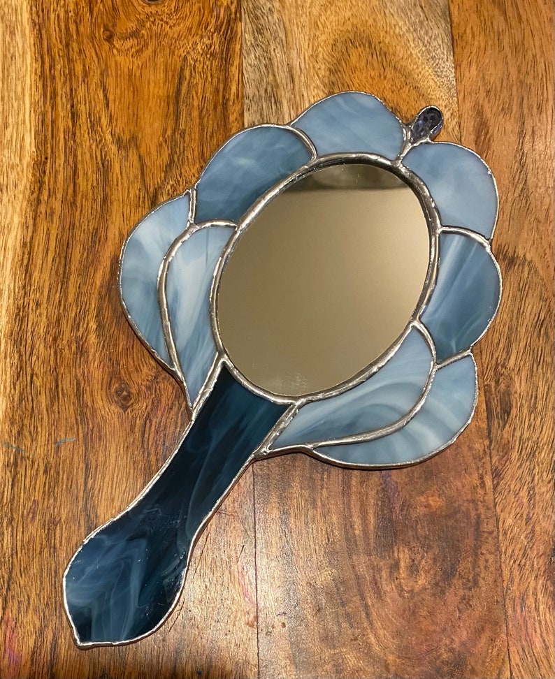 New Hand Mirror/ Stained Glass Powder Room Mirror/ Petite Etsy