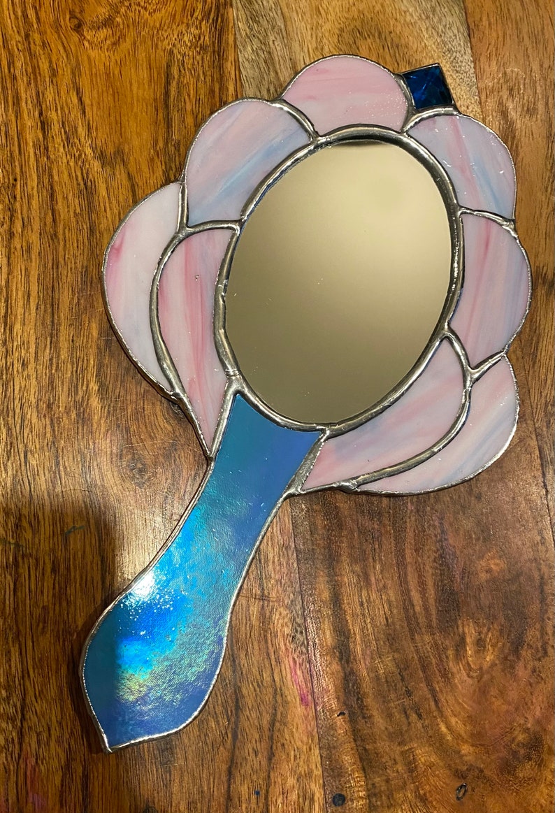 New Hand Mirror/ Stained Glass Powder Room Mirror/ Petite Etsy
