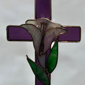 Sale 39.00 was 44.50 5” x 9” 3D Easter Cross/ Stained Glass  Suncatcher/ Cross with Lily/ Cross with dove/ Cross with medallion/ Easter Gift