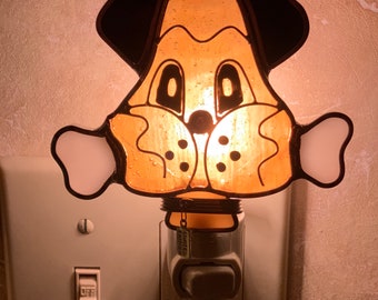 Stained Glass Night Light/ Puppy with a Bone Night Light/ Bedroom/ Bathroom/ kitchen light