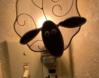 New! Lamb Night Light/. 4”w X 5”h  Stained Glass Easter Wall Light/ Cute Little Lamb