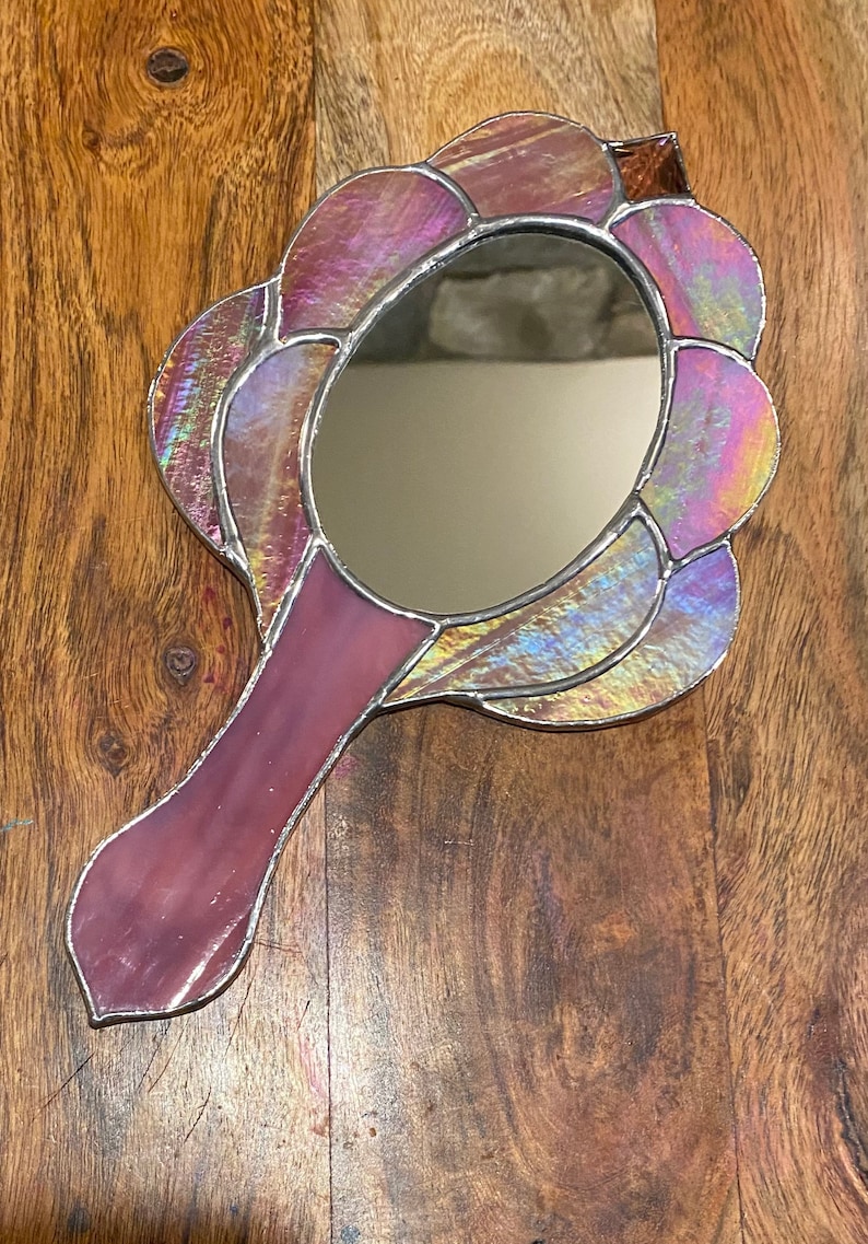 New Hand Mirror/ Stained Glass Powder Room Mirror/ Petite Etsy
