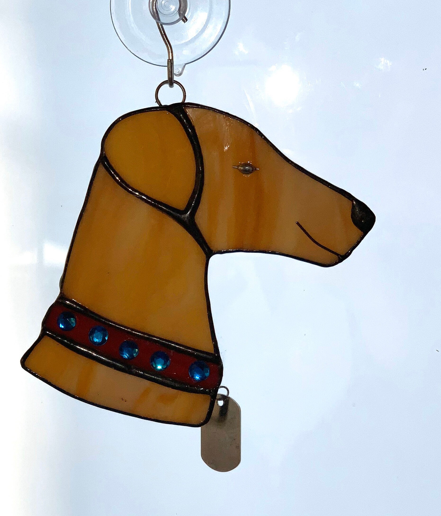 Dog suncatcher/ Stained Glass Puppy/ Dog Window Hanging/ Etsy