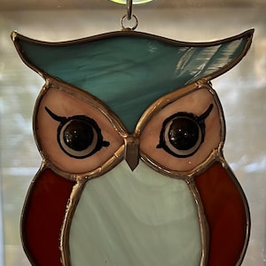 Cute Owl Suncatcher/ Stained Glass  Leaded Owl/ Window Hanging/ VariousColors Available/