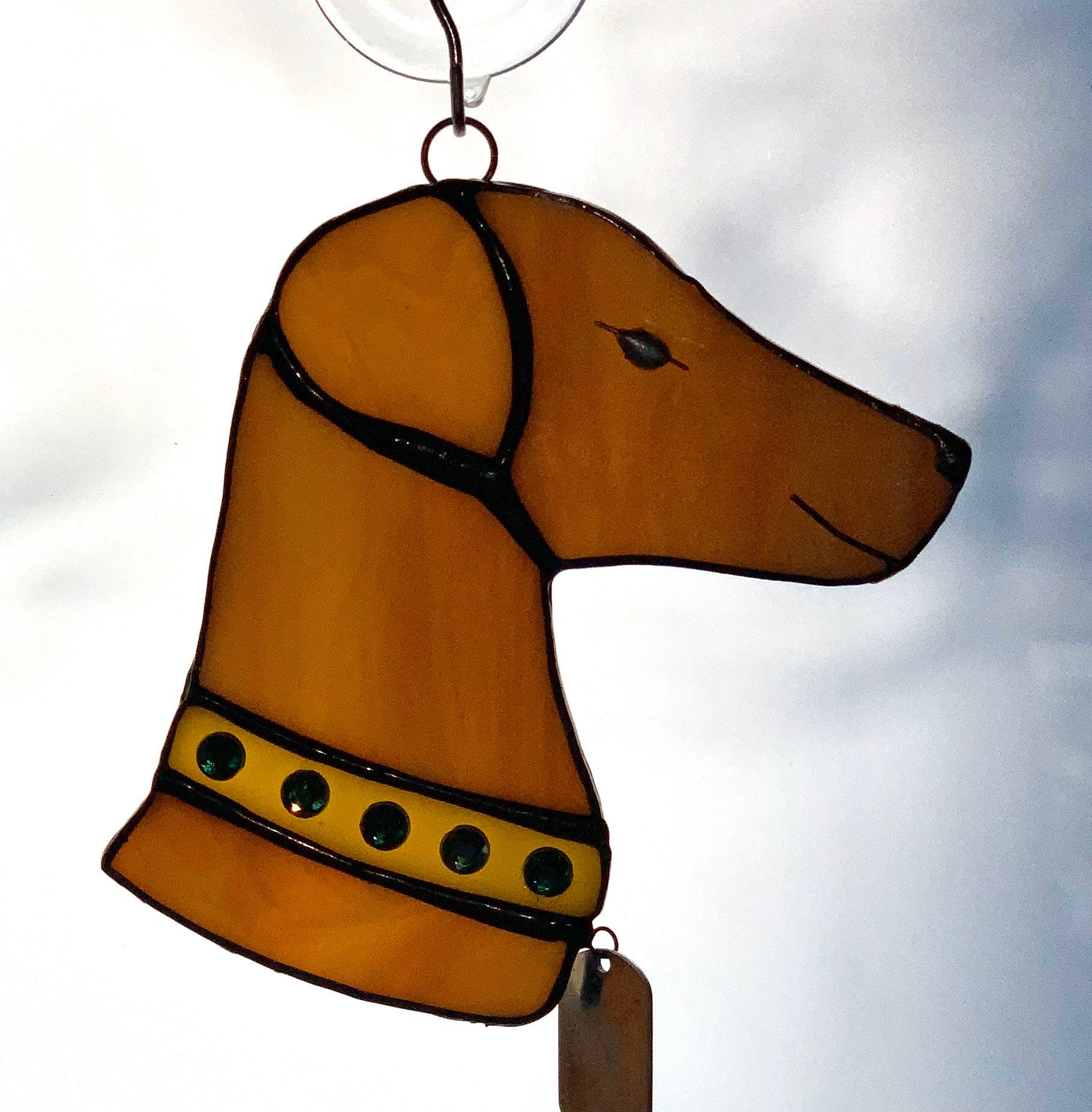 Dog suncatcher/ Stained Glass Puppy/ Dog Window Hanging/ Etsy