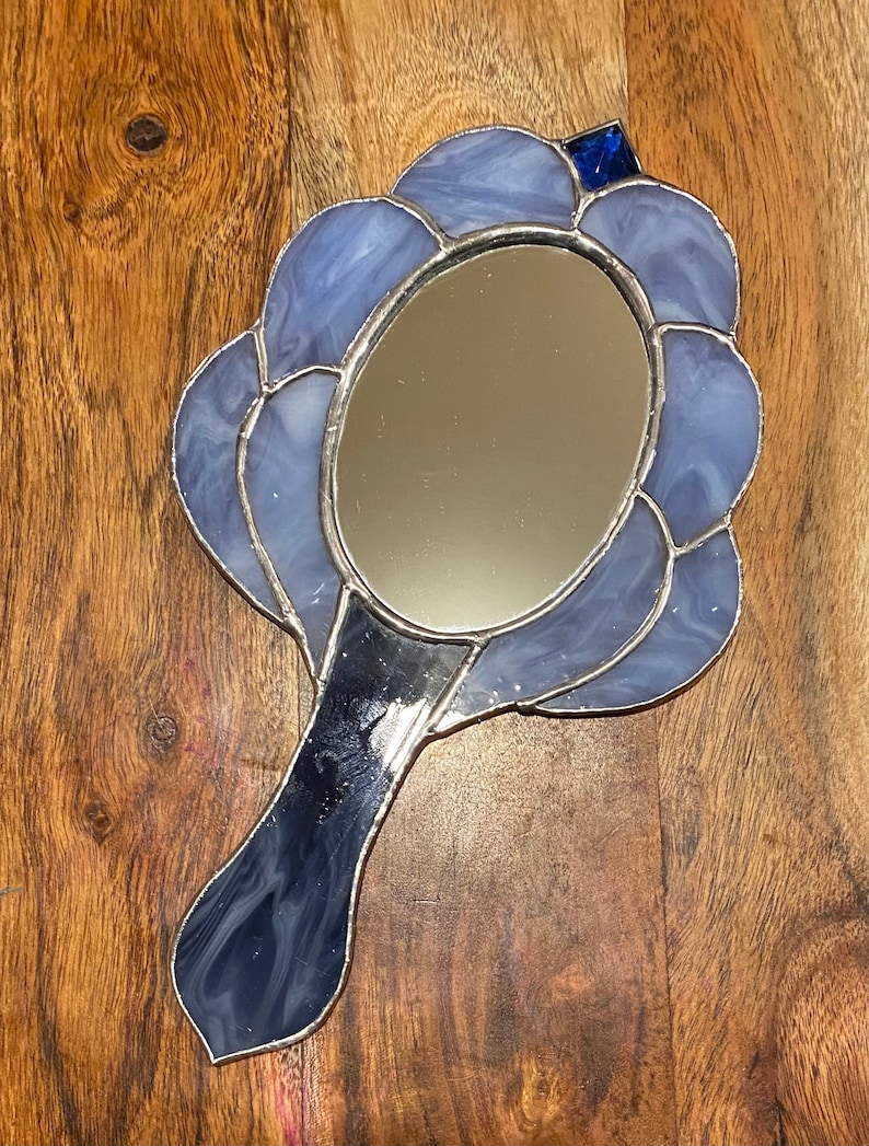 New Hand Mirror/ Stained Glass Powder Room Mirror/ Petite Etsy