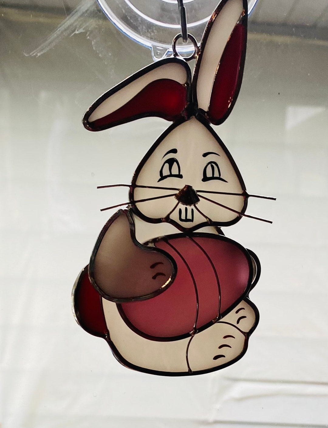 4 X 5 Easter Bunny Suncatcher/ Stained Glass Bunny Holding Etsy