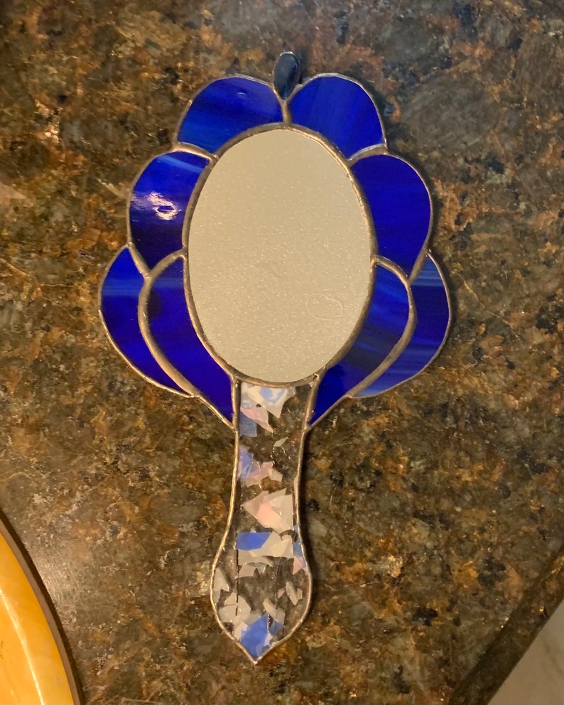 New Hand Mirror/ Stained Glass Powder Room Mirror/ Petite Etsy