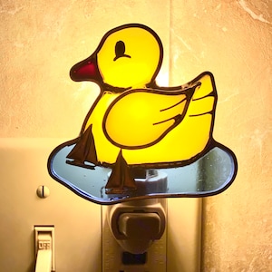 Stained Glass Night Light/ Free Ship/ Rubber Ducky Night Light/ Nursery/ Bathroom