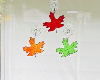 3” X 3” Maple Leaves/ sold individually/ Stained Glass Suncatcher/ Fall Window Handing