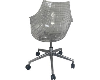 Christophe Pillet - Driade - Meridiana - Hard Plastic design chair - Desk chair - adjustable height - Polished aluminum / transparent shell
