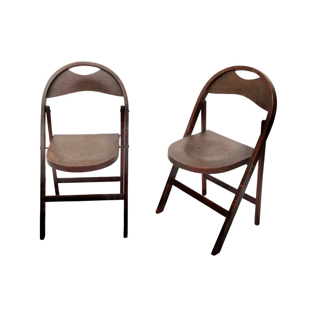 Thonet B751 SET Folding Chair Art Deco Crocodile Aligator Pattern