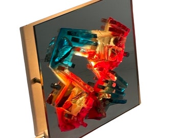Glass mosaic wall lamp - Vintage - Mounted on a mirror - In the style of RAAK, Cosack Leuchten