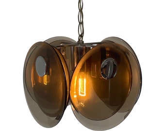 Veca Fontana Arte - Vintage ceiling light - Space age - Smoked glass - Including chain and matching ceiling canopy