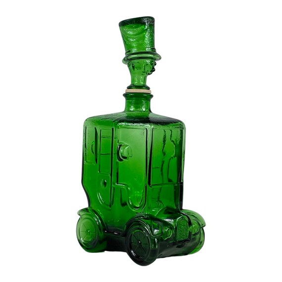 Lampe Design Années 60 En Bouteille De Verre Vert Empoli Italie - Pièce Vintage Décorative