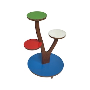 Approx. 1950&#39;s -MCM - Plant Table / Side Table - Germany - Brightly colored formica and teak legs