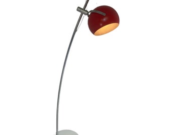 Hala Zeist - 696 - Space age design - Vintage - Floor lamp with red shade, white base and chromed upright