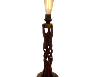 Vintage Scandinavian - Organically shaped lamp - Teak mounting - 1960's, Denmark - Can fit a shade