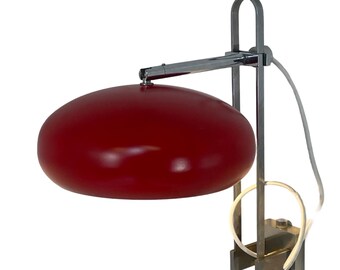 Vintage - ca. 1960's - Space age design - Adjustable wall sconce with bright red shade