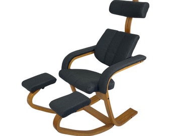 Peter Opsvik - Stokke - Duo Balance (design form 1991) Ergonomically shaped Rocking chair - Light oak and gray upholstery