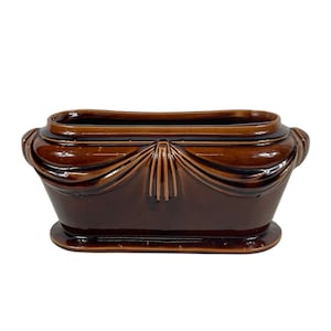 Art Deco - Brown Glazed Ceramic flowerpot