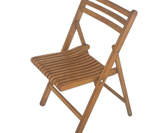 Vintage - Folding chair with curved seat - Light oak (wood grain) - Multiple in stock!