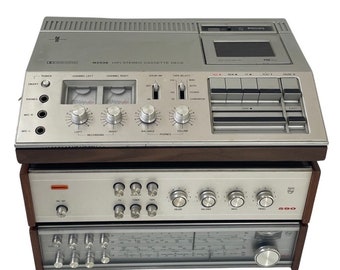Philips - Ensemble Hifi - Platine cassette N2536 - Amplificateur 590 - Tuner 691 - Ensemble complet des années 1970 avec panneaux en bois