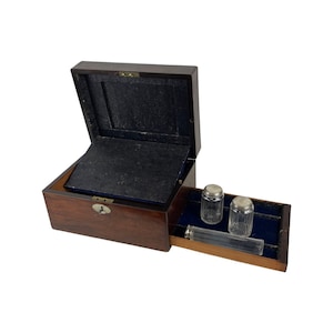 19th c Fine English Mahogany fineer writing box - 100% complete + secret drawers