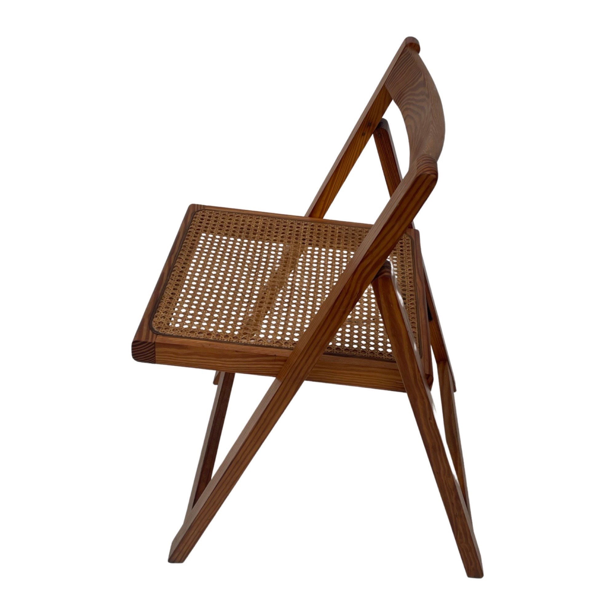 Wicker / Rattan Folding Chair 1979s Italy Midcentury Etsy