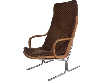 Dirk van Sliedregt pour Gebroeders Jonkers - Chaise longue en rotin / osier avec coussin - Modèle 514c - Design néerlandais des années 1950
