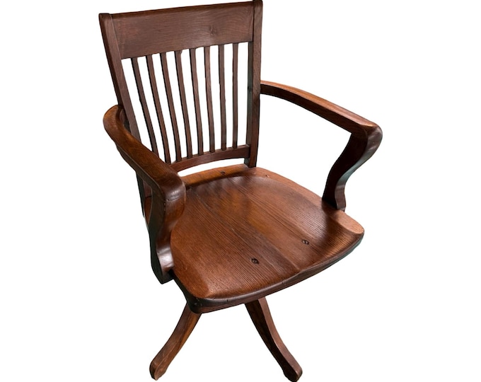 1943 Marble Co. Bankers Lawyer Chair Swivel W/arms Golden Tiger Oak ...