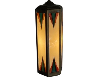 Art Deco / Amsterdam School - Stained glass wall sconce - Bronze frame - In the style of Tuschinski