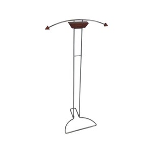 Memphis Style / Postmodern design - Dressboy / Valet Stand - Chrome frame with wooden accents