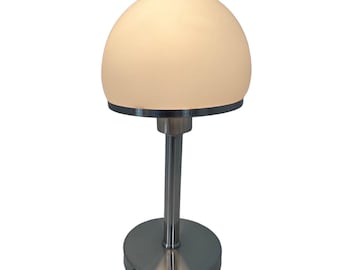 Bauhaus - Stainless Steel Table lamp with opaline glass - In the style of Tecnolumen / Wagenfeld - Touch activated dimmer