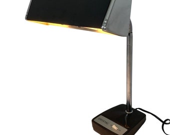 Crystal - Vintage, ca 1970's - Desk lamp with gooseneck - Brown and chrome detailing