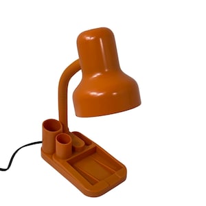 Vintage desk lamp / organizer - Memphis style / Postmodern - Bright Orange