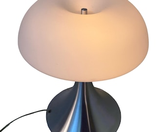 Pop Art / Space Age design - Mushroom lamp with white opaline glass shade and metal base - Large