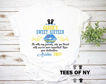 Camiseta personalizada de Aruba para los dulces 16 de Cassie