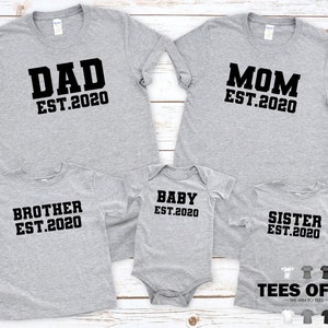 Camisetas familiares a juego - Conjunto de camisetas familiares - Mamá - Papá - Camisetas familiares para bebé recién nacido - Traje familiar para volver a casa en el hospital - Camisetas de papá y mamá