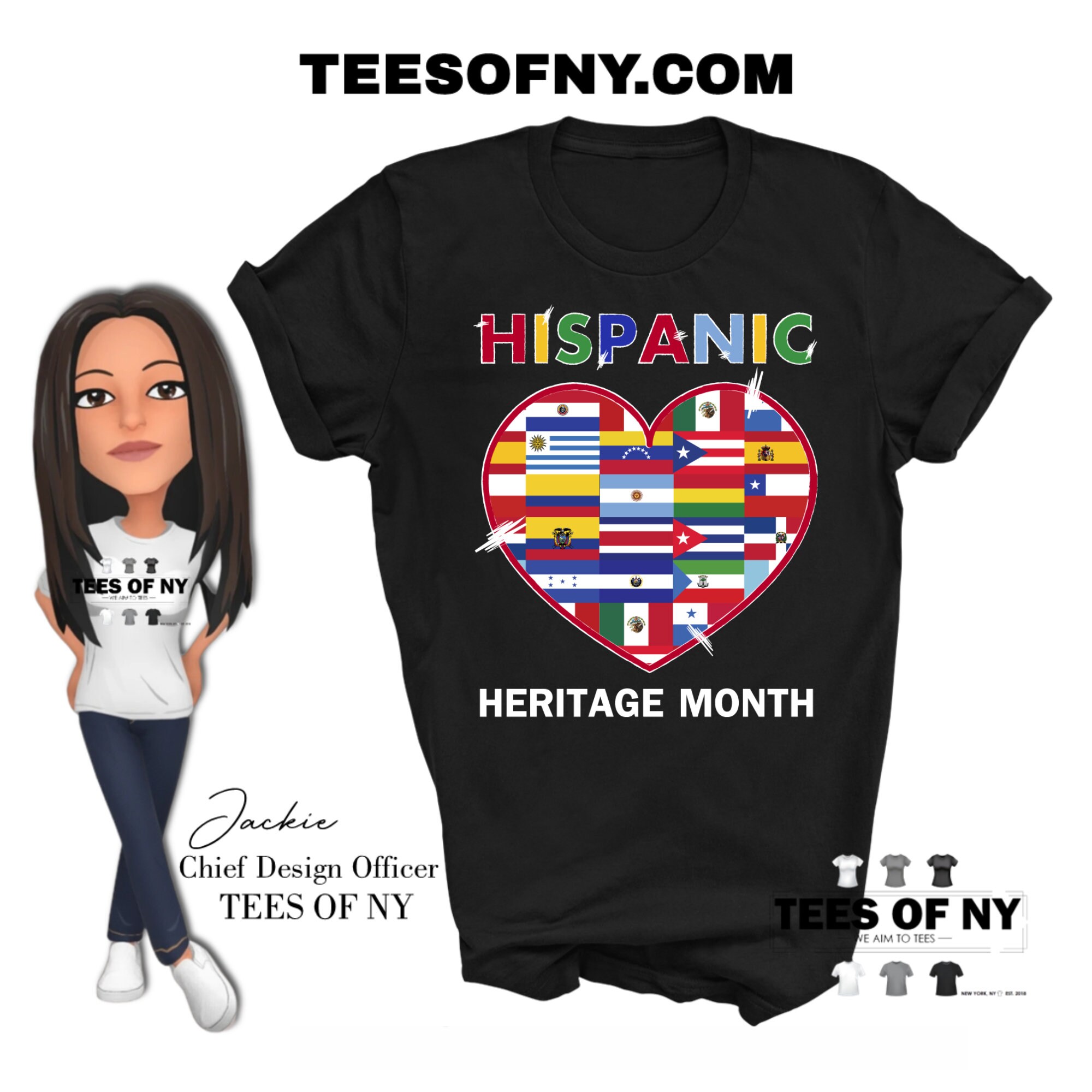 Hispanic Heritage Month Kids T-Shirt - Latino Countries Flags & Sunflowers Design, Sizes 2T-8Y
