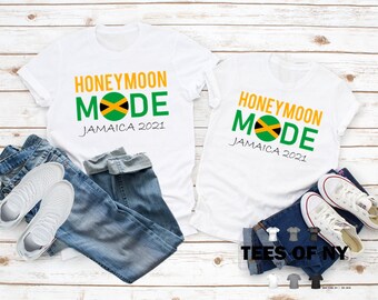 Honeymoon Mode Jamaica Vacation Unisex T-Shirt. Honeymoon T-Shirts, Wedding Gift, Couples Gift, Bridal Gift, Best Seller