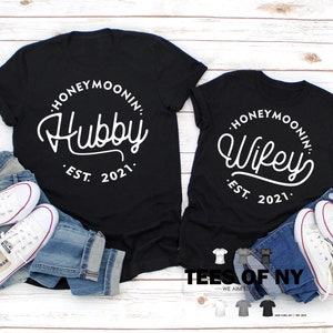 Honeymoon Shirts | Wifey Hubby | Mr Mrs Shirts | Newlywed Shirts | Just Married T-Shirts | Engaged Matching Set | Unisex T-Shirts