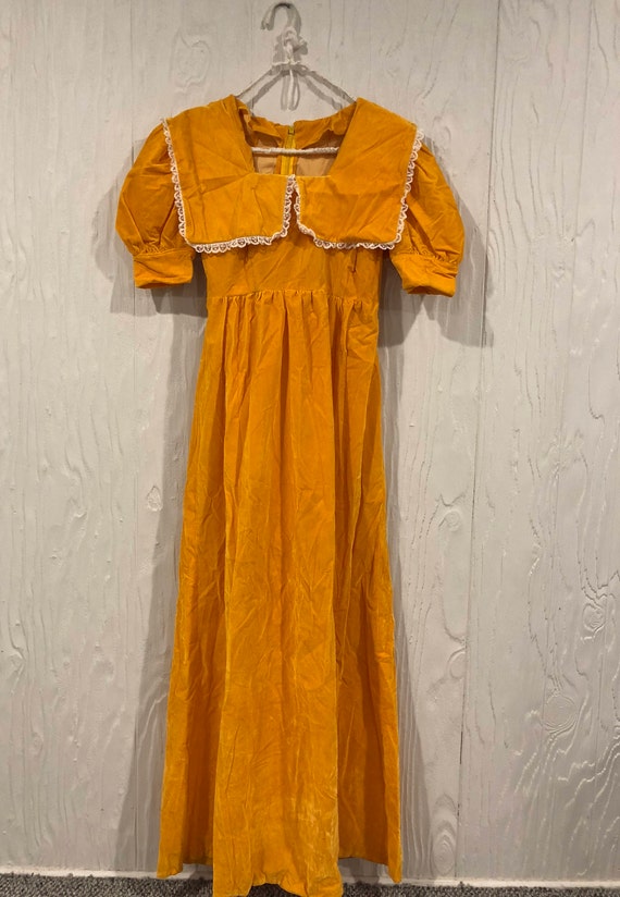 Vintage 1930s Velvet Homemade Yellow Dress