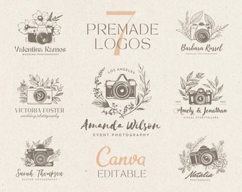 7 Fotografie-Logo-Designs, vorgefertigtes Kamera-Logo, bearbeitbares Fotografie-Logo, Canva-Logo, Wasserzeichen-Logo, DIY-Logo-Designs, handgezeichnete Logos